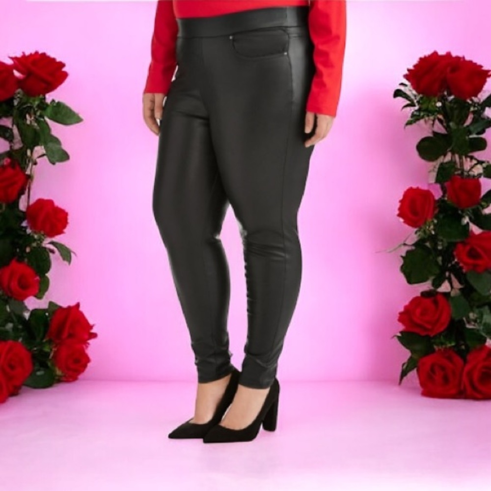 * Terra & Sky 3X Women's Plus Pull On Faux Leather Skinny  high-fashion pant
